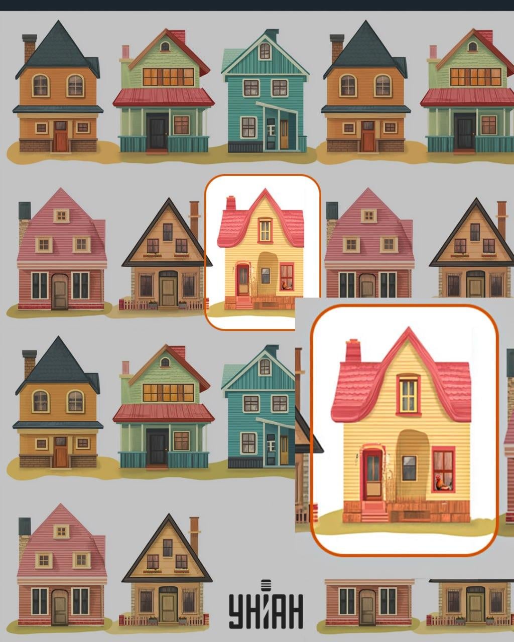 Un cocoș era în fereastra uneia dintre case / colaj Moje